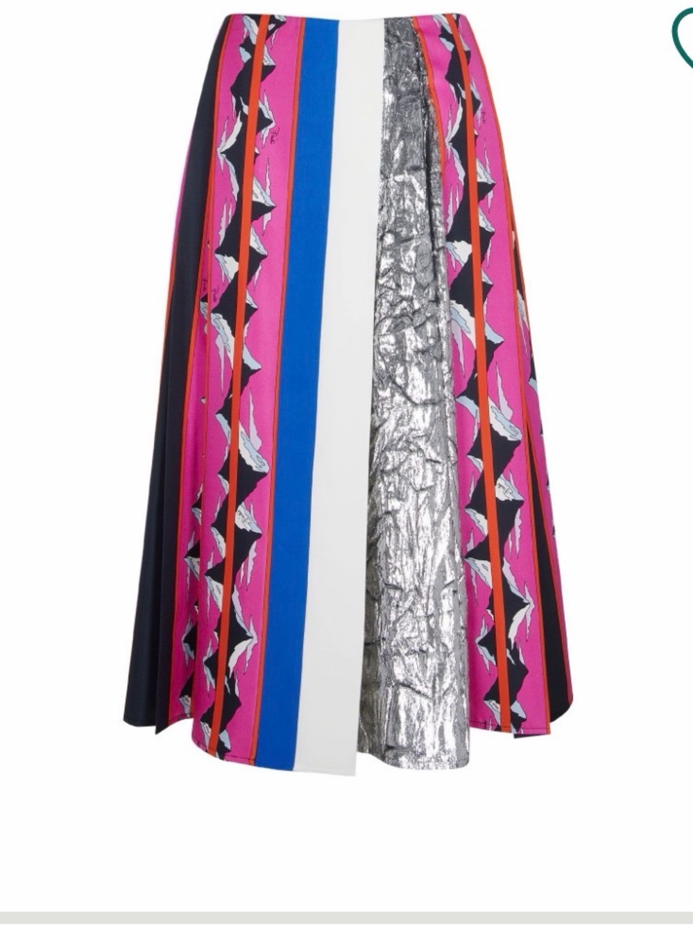 Emilio Pucci Pink Blue White Metallic-Panel A-Line Midi Skirt